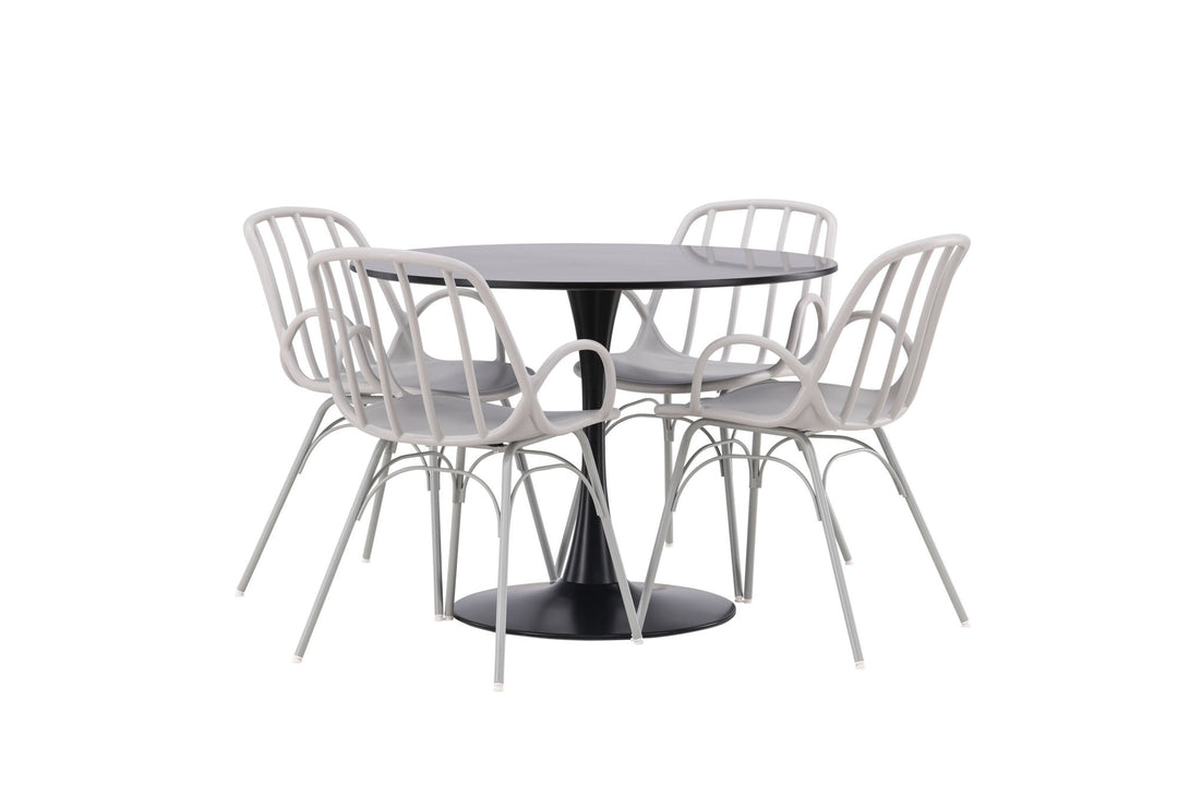 Venture Home Glade Dining Table - Black / Black MDF +Dyrön Dining Chair - Greige Polypropylene _4