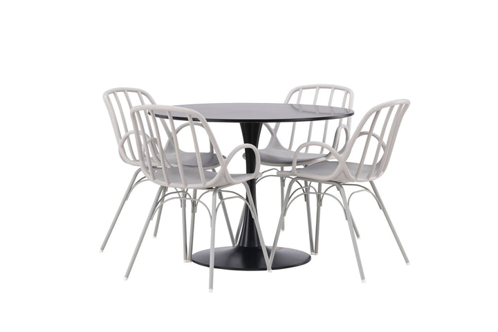 Venture Home Glade Dining Table - Black / Black MDF +Dyrön Dining Chair - Greige Polypropylene _4