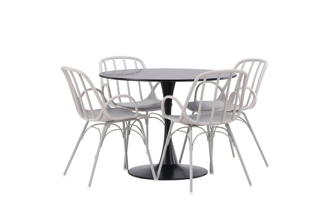 Venture Home Glade Dining Table - Black / Black MDF +Dyrön Dining Chair - Greige Polypropylene _4