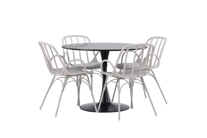 Venture Home Glade Dining Table - Black / Black MDF +Dyrön Dining Chair - Greige Polypropylene _4