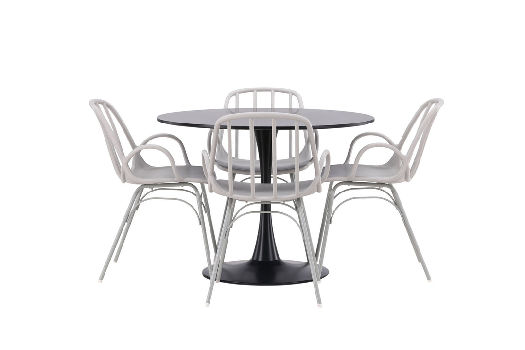 Venture Home Glade Dining Table - Black / Black MDF +Dyrön Dining Chair - Greige Polypropylene _4