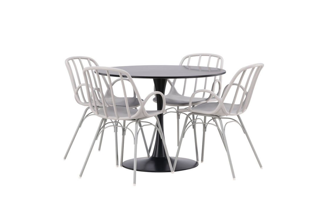 Venture Home Glade Dining Table - Black / Black MDF +Dyrön Dining Chair - Greige Polypropylene _4