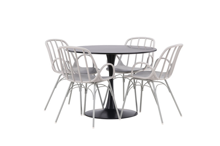 Venture Home Glade Dining Table - Black / Black MDF +Dyrön Dining Chair - Greige Polypropylene _4