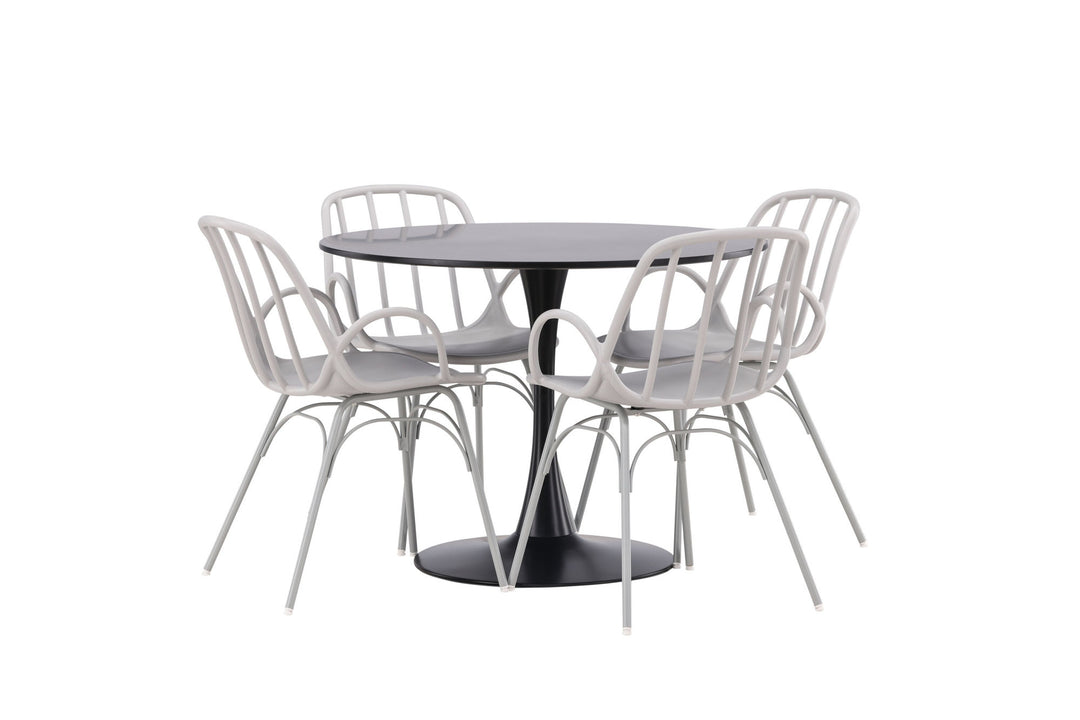 Venture Home Glade Dining Table - Black / Black MDF +Dyrön Dining Chair - Greige Polypropylene _4