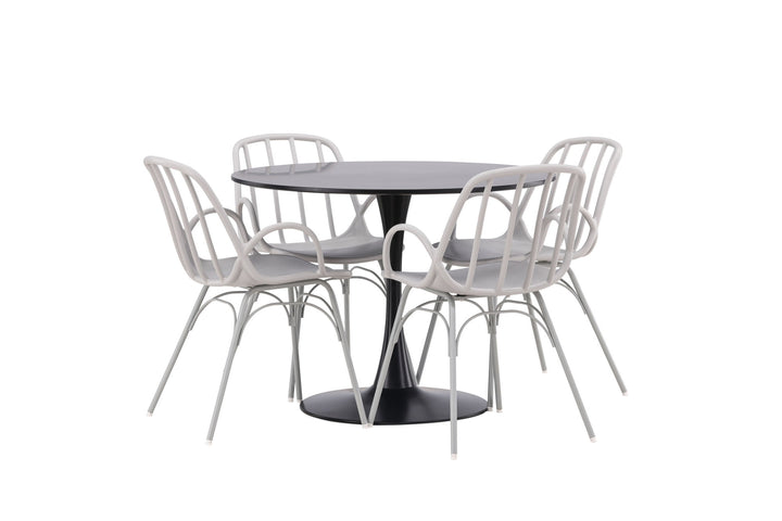 Venture Home Glade Dining Table - Black / Black MDF +Dyrön Dining Chair - Greige Polypropylene _4