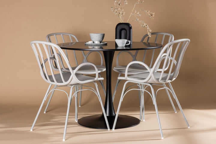 Venture Home Glade Dining Table - Black / Black MDF +Dyrön Dining Chair - Greige Polypropylene _4