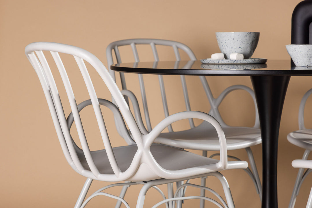 Venture Home Glade Dining Table - Black / Black MDF +Dyrön Dining Chair - Greige Polypropylene _4