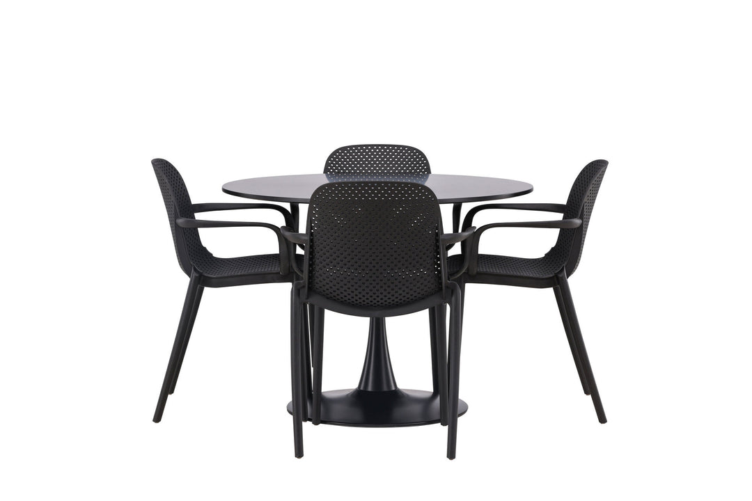Venture Home Glade Dining Table - Black / Black MDF +Baltimore Dining Chair - Black / Black Plastic _4