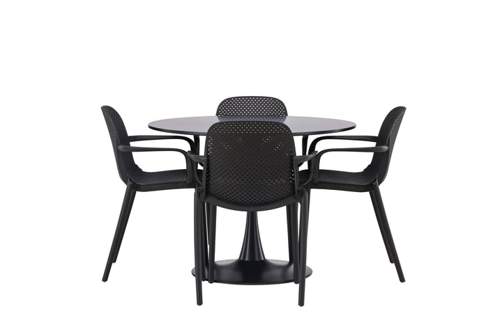 Venture Home Glade Dining Table - Black / Black MDF +Baltimore Dining Chair - Black / Black Plastic _4