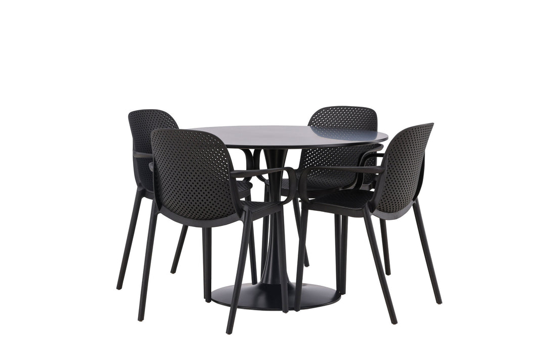 Venture Home Glade Dining Table - Black / Black MDF +Baltimore Dining Chair - Black / Black Plastic _4
