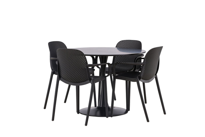 Venture Home Glade Dining Table - Black / Black MDF +Baltimore Dining Chair - Black / Black Plastic _4