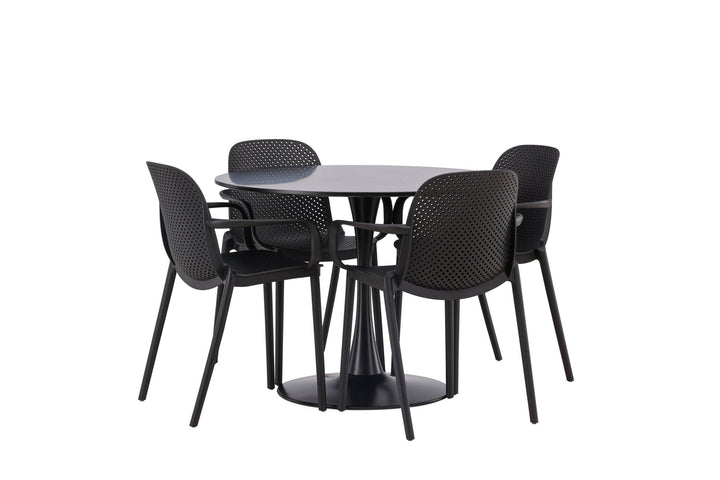 Venture Home Glade Dining Table - Black / Black MDF +Baltimore Dining Chair - Black / Black Plastic _4