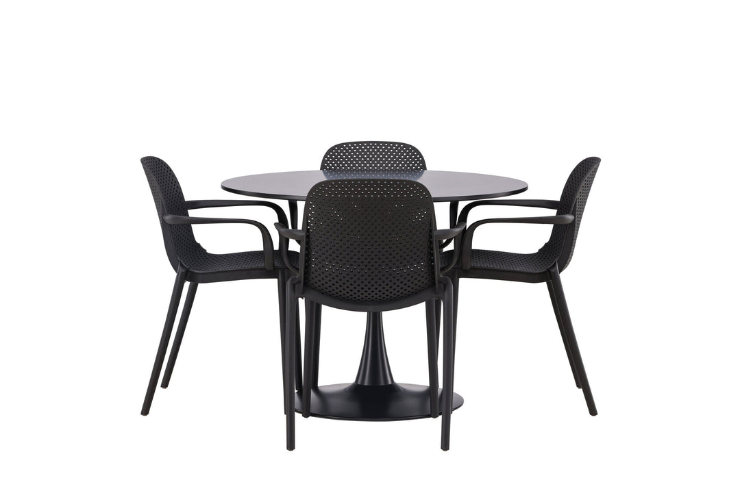 Venture Home Glade Dining Table - Black / Black MDF +Baltimore Dining Chair - Black / Black Plastic _4