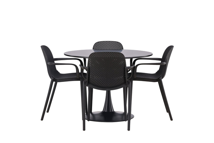 Venture Home Glade Dining Table - Black / Black MDF +Baltimore Dining Chair - Black / Black Plastic _4