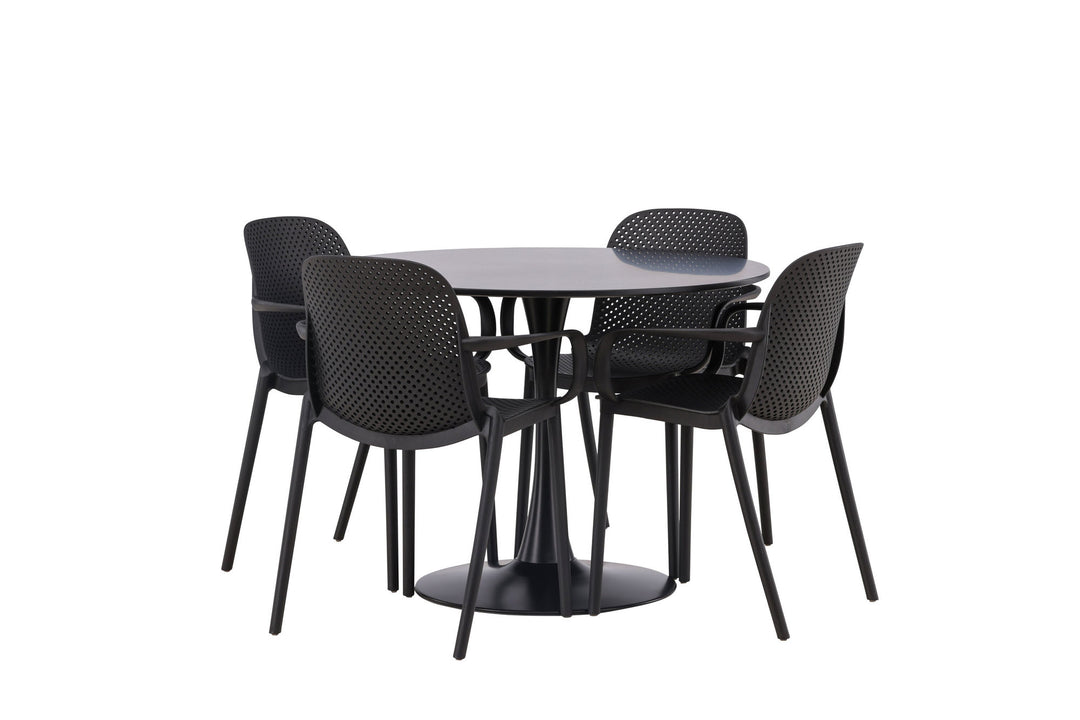 Venture Home Glade Dining Table - Black / Black MDF +Baltimore Dining Chair - Black / Black Plastic _4