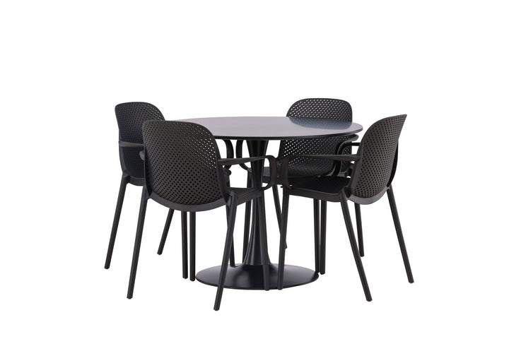Venture Home Glade Dining Table - Black / Black MDF +Baltimore Dining Chair - Black / Black Plastic _4