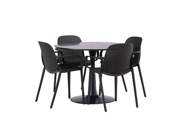 Venture Home Glade Dining Table - Black / Black MDF +Baltimore Dining Chair - Black / Black Plastic _4
