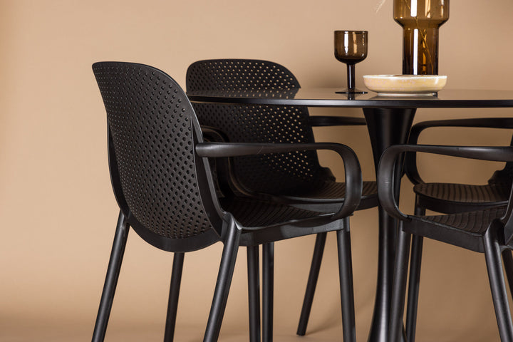 Venture Home Glade Dining Table - Black / Black MDF +Baltimore Dining Chair - Black / Black Plastic _4