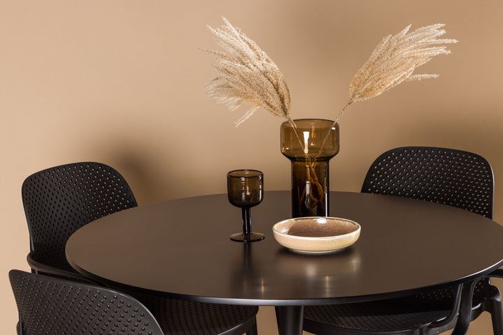 Venture Home Glade Dining Table - Black / Black MDF +Baltimore Dining Chair - Black / Black Plastic _4