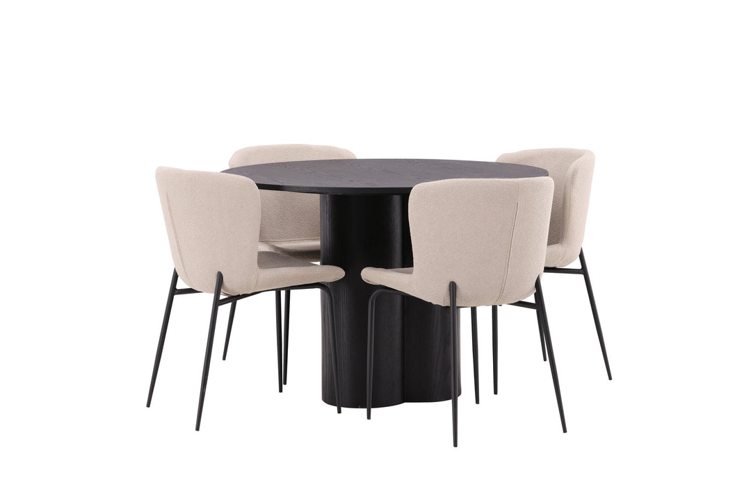 Venture Home OliviaDiningTable-Black/BlackVeneer+ModestoDiningChair-Beige/BeigeBoucle_4