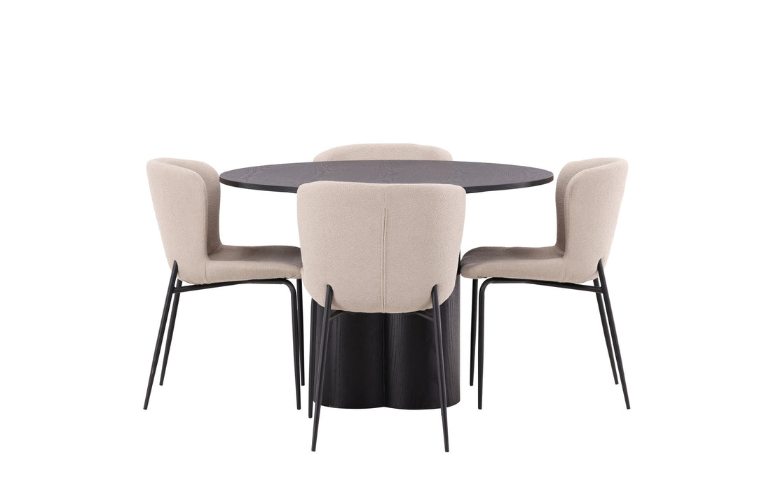 Venture Home OliviaDiningTable-Black/BlackVeneer+ModestoDiningChair-Beige/BeigeBoucle_4