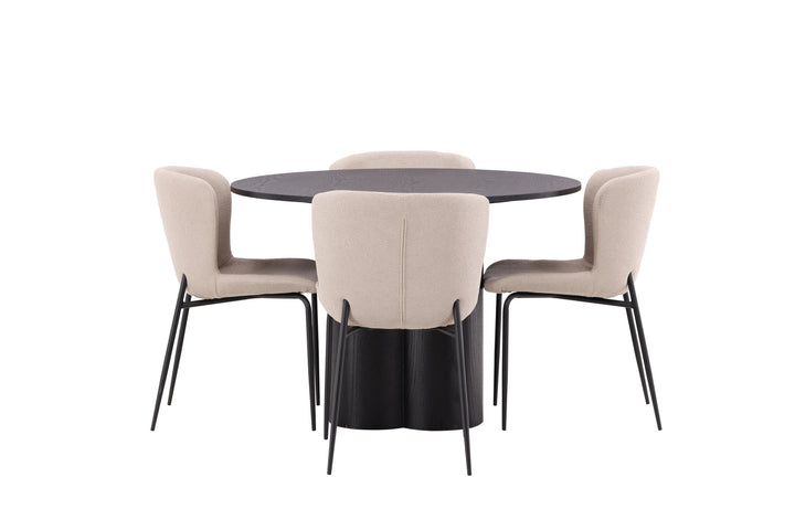 Venture Home OliviaDiningTable-Black/BlackVeneer+ModestoDiningChair-Beige/BeigeBoucle_4