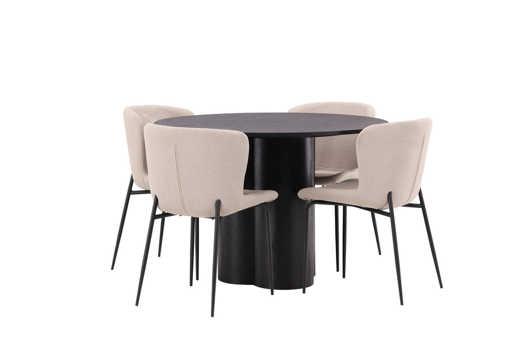 Venture Home OliviaDiningTable-Black/BlackVeneer+ModestoDiningChair-Beige/BeigeBoucle_4