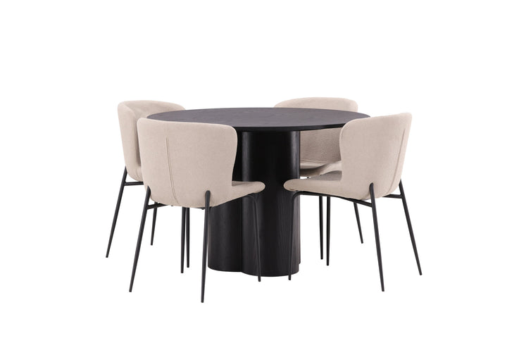 Venture Home OliviaDiningTable-Black/BlackVeneer+ModestoDiningChair-Beige/BeigeBoucle_4