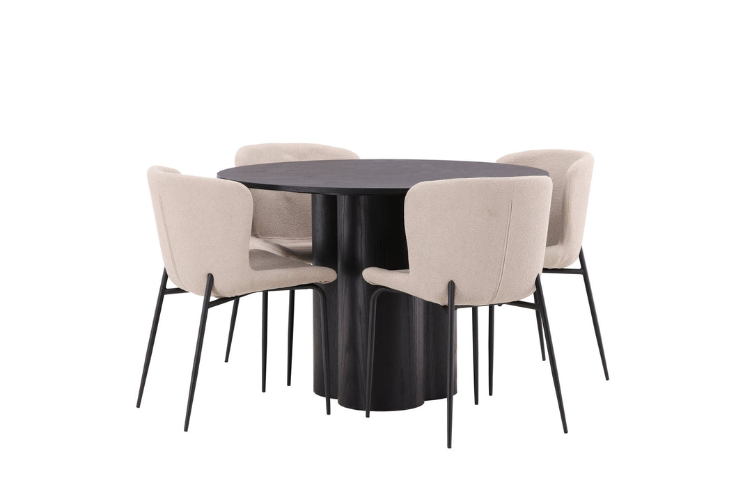 Venture Home OliviaDiningTable-Black/BlackVeneer+ModestoDiningChair-Beige/BeigeBoucle_4