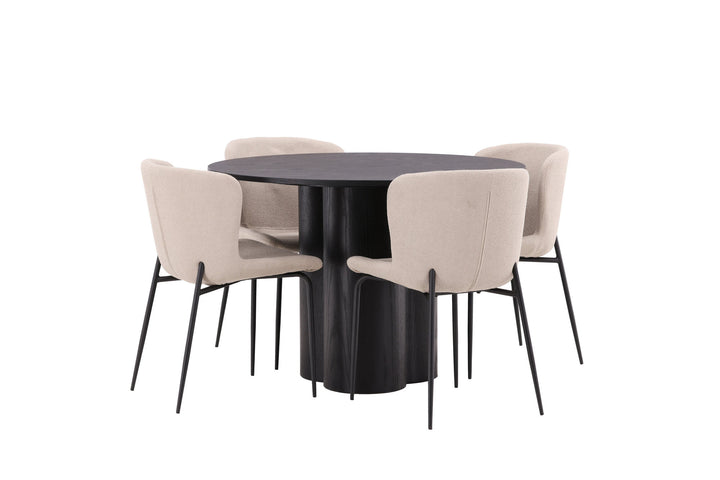 Venture Home OliviaDiningTable-Black/BlackVeneer+ModestoDiningChair-Beige/BeigeBoucle_4