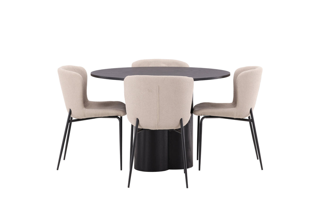 Venture Home OliviaDiningTable-Black/BlackVeneer+ModestoDiningChair-Beige/BeigeBoucle_4