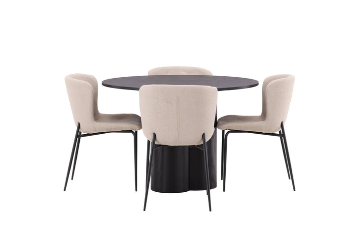 Venture Home OliviaDiningTable-Black/BlackVeneer+ModestoDiningChair-Beige/BeigeBoucle_4