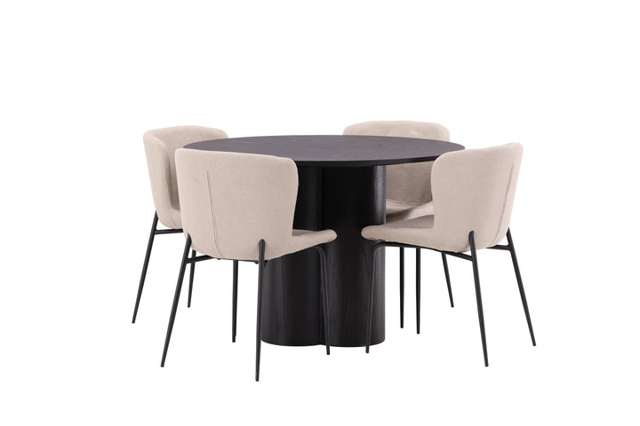 Venture Home OliviaDiningTable-Black/BlackVeneer+ModestoDiningChair-Beige/BeigeBoucle_4