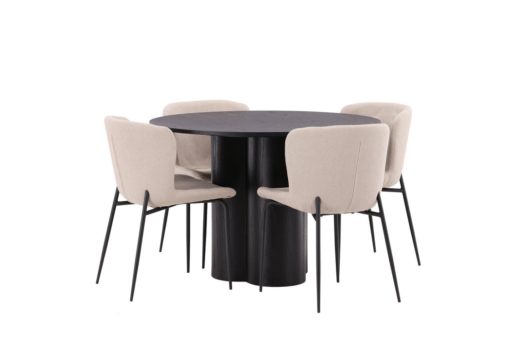Venture Home OliviaDiningTable-Black/BlackVeneer+ModestoDiningChair-Beige/BeigeBoucle_4