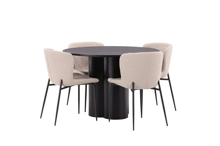 Venture Home OliviaDiningTable-Black/BlackVeneer+ModestoDiningChair-Beige/BeigeBoucle_4