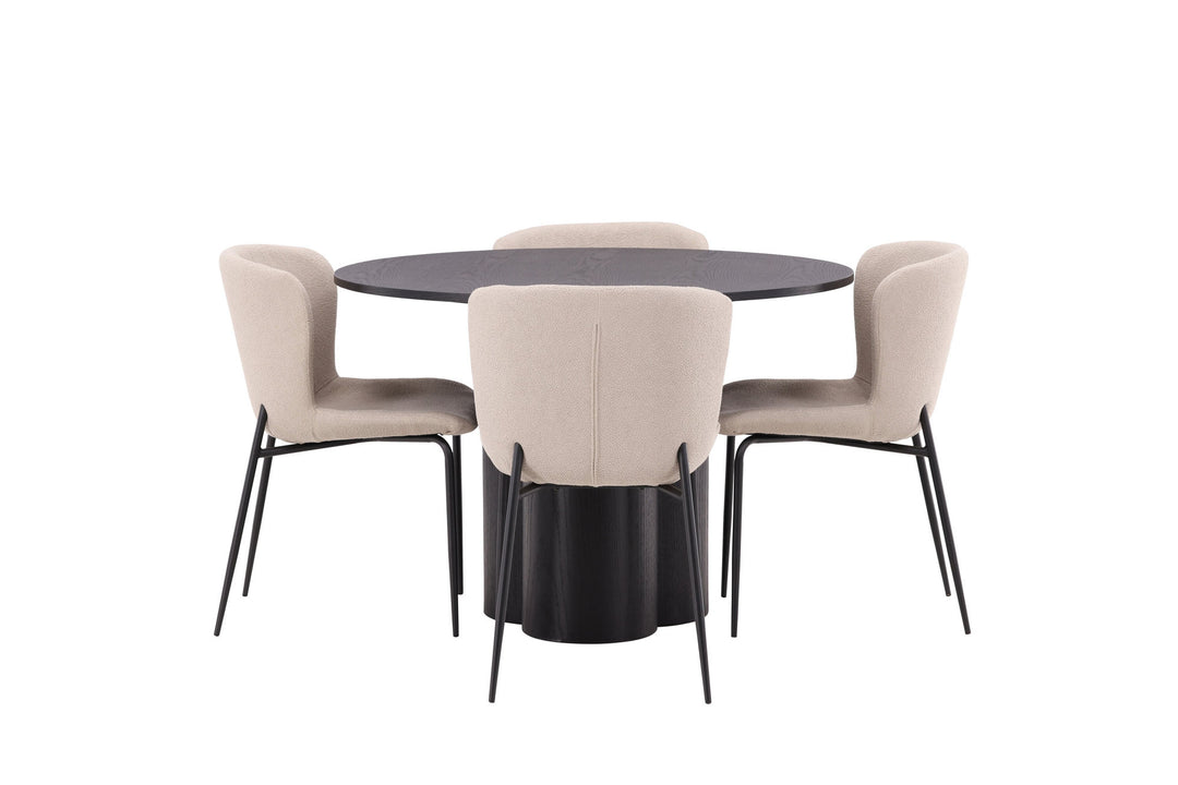 Venture Home OliviaDiningTable-Black/BlackVeneer+ModestoDiningChair-Beige/BeigeBoucle_4
