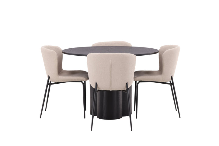 Venture Home OliviaDiningTable-Black/BlackVeneer+ModestoDiningChair-Beige/BeigeBoucle_4