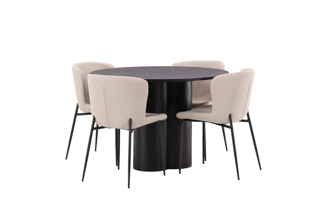Venture Home OliviaDiningTable-Black/BlackVeneer+ModestoDiningChair-Beige/BeigeBoucle_4