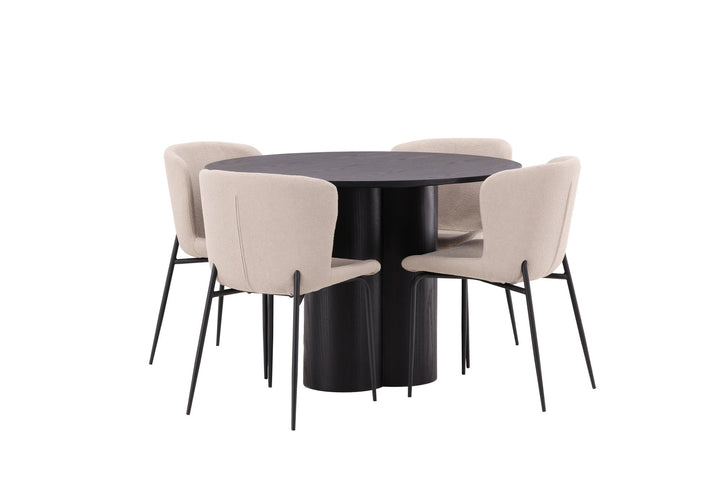 Venture Home OliviaDiningTable-Black/BlackVeneer+ModestoDiningChair-Beige/BeigeBoucle_4