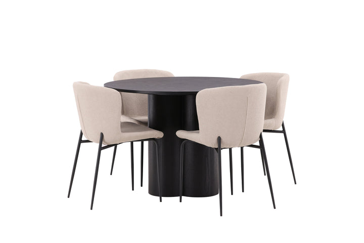 Venture Home OliviaDiningTable-Black/BlackVeneer+ModestoDiningChair-Beige/BeigeBoucle_4