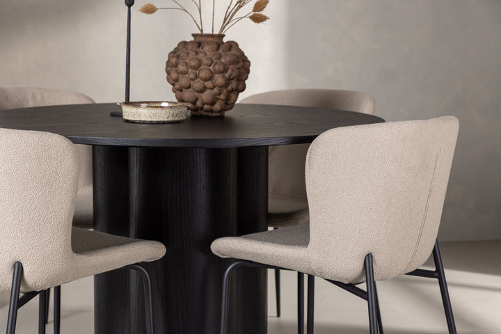 Venture Home OliviaDiningTable-Black/BlackVeneer+ModestoDiningChair-Beige/BeigeBoucle_4