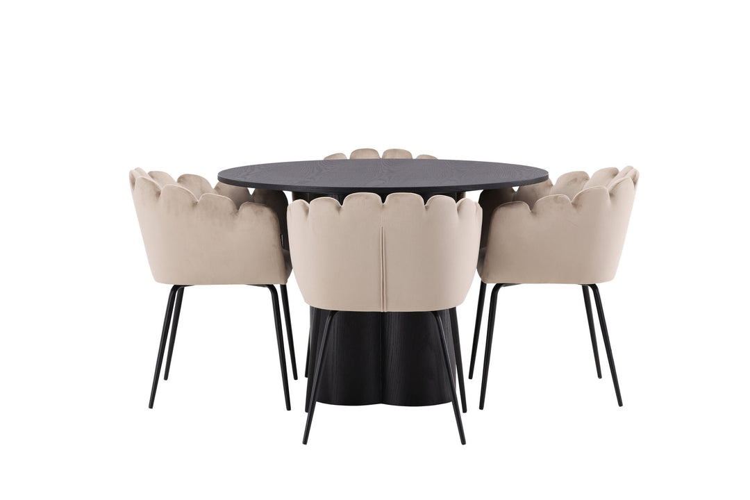 Venture Home OliviaDiningTable-Black/BlackVeneer+LimhamnChair-Black/BeigeVelvet_4