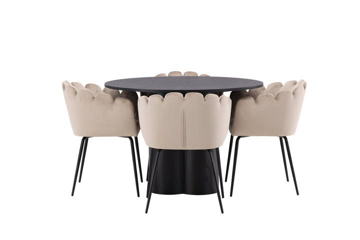 Venture Home OliviaDiningTable-Black/BlackVeneer+LimhamnChair-Black/BeigeVelvet_4