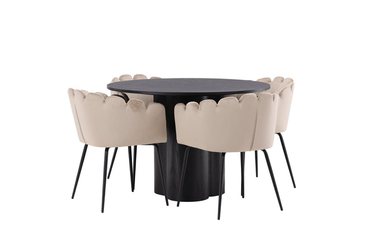 Venture Home OliviaDiningTable-Black/BlackVeneer+LimhamnChair-Black/BeigeVelvet_4