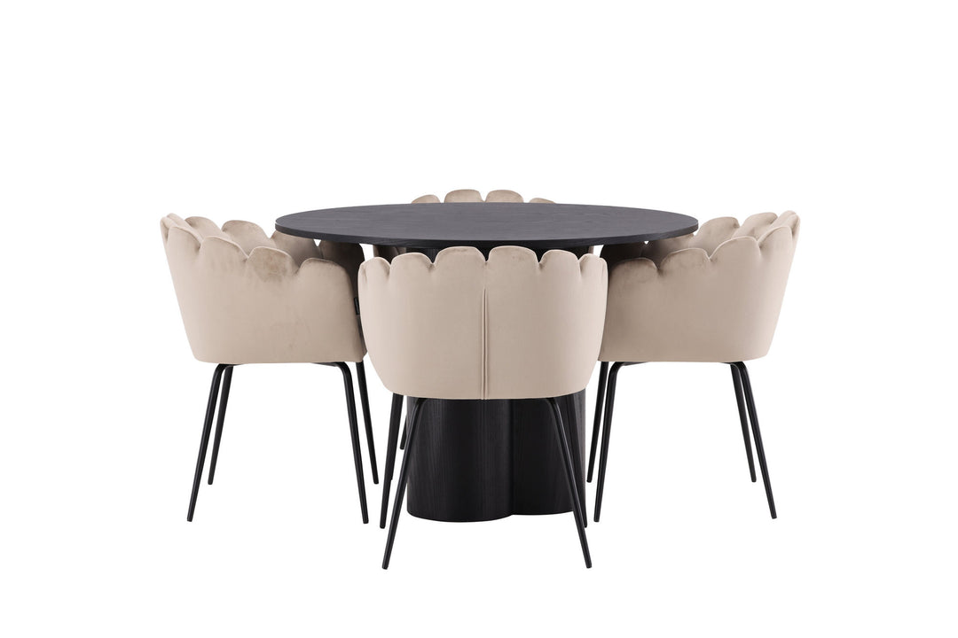 Venture Home OliviaDiningTable-Black/BlackVeneer+LimhamnChair-Black/BeigeVelvet_4