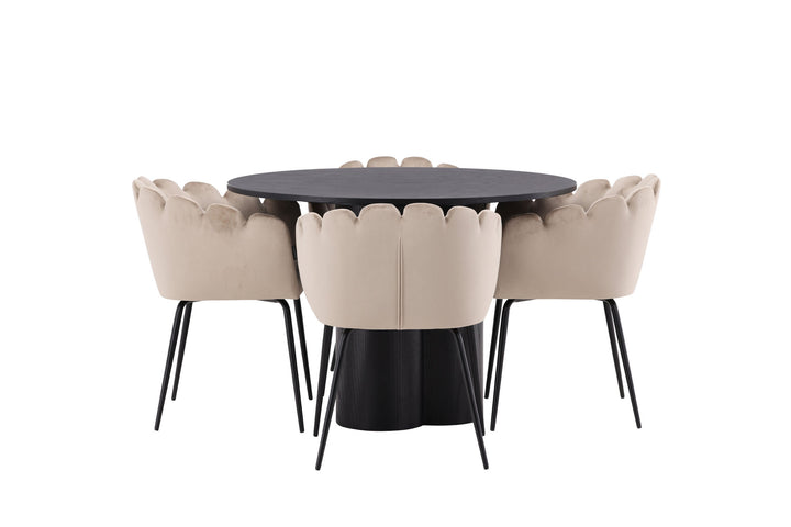 Venture Home OliviaDiningTable-Black/BlackVeneer+LimhamnChair-Black/BeigeVelvet_4