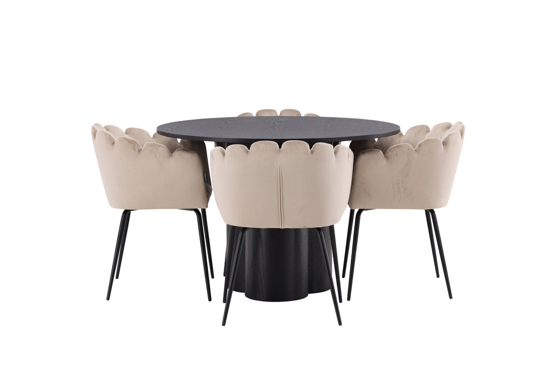 Venture Home OliviaDiningTable-Black/BlackVeneer+LimhamnChair-Black/BeigeVelvet_4