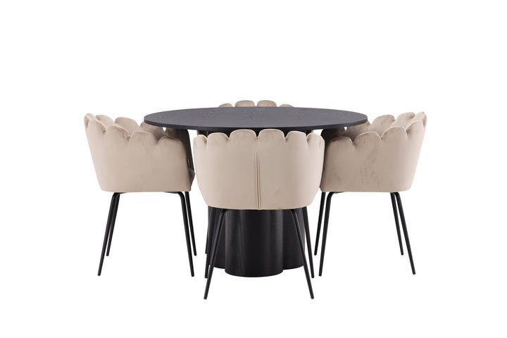 Venture Home OliviaDiningTable-Black/BlackVeneer+LimhamnChair-Black/BeigeVelvet_4