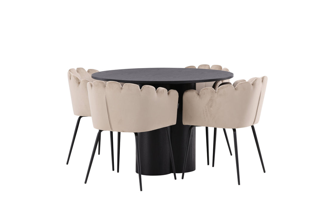 Venture Home OliviaDiningTable-Black/BlackVeneer+LimhamnChair-Black/BeigeVelvet_4