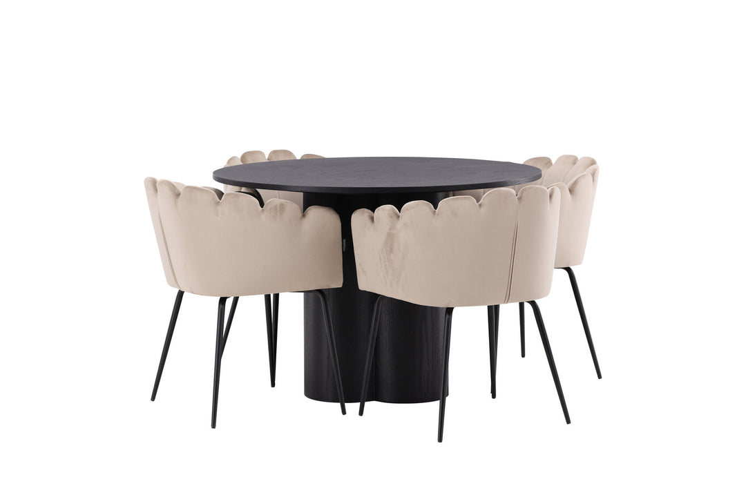 Venture Home OliviaDiningTable-Black/BlackVeneer+LimhamnChair-Black/BeigeVelvet_4